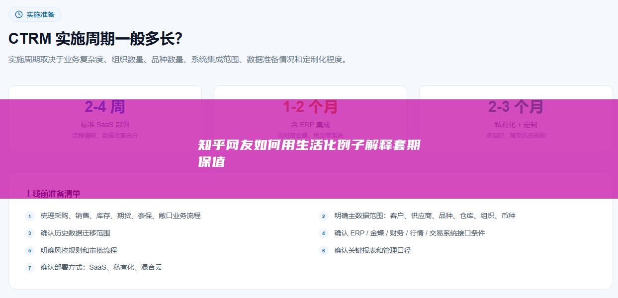 知乎网友如何用生活化例子解释套期保值