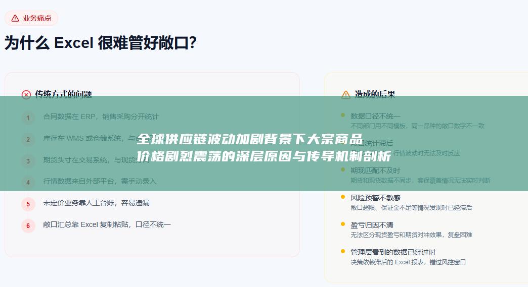 全球供应链波动加剧背景下大宗商品价格剧烈震荡的深层原因与传导机制剖析