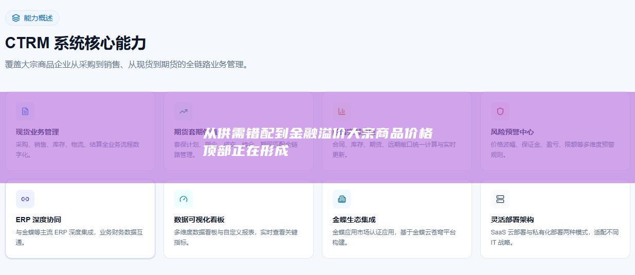 从供需错配到金融溢价大宗商品价格顶部正在形成