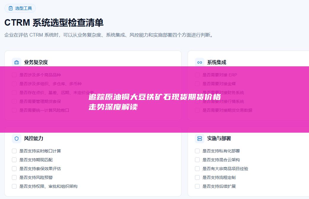 追踪原油铜大豆铁矿石现货期货价格走势深度解读