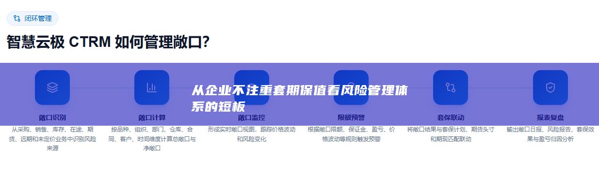 从企业不注重套期保值看风险管理体系的短板