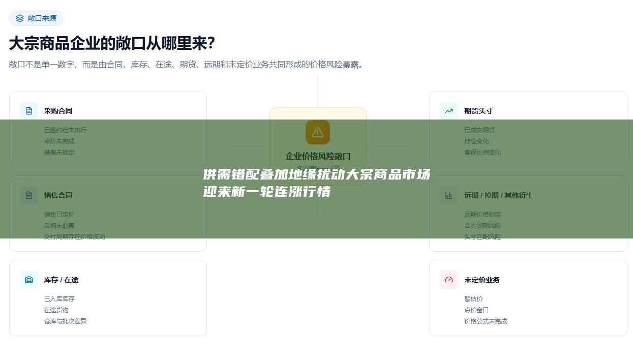 供需错配叠加地缘扰动大宗商品市场迎来新一轮连涨行情