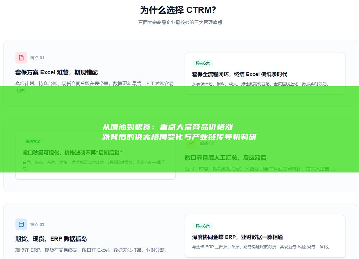 重点大宗商品价格涨跌背后的供需格局变化与产业链传导机制研究
