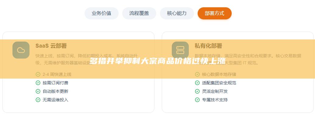 多措并举抑制大宗商品价格过快上涨