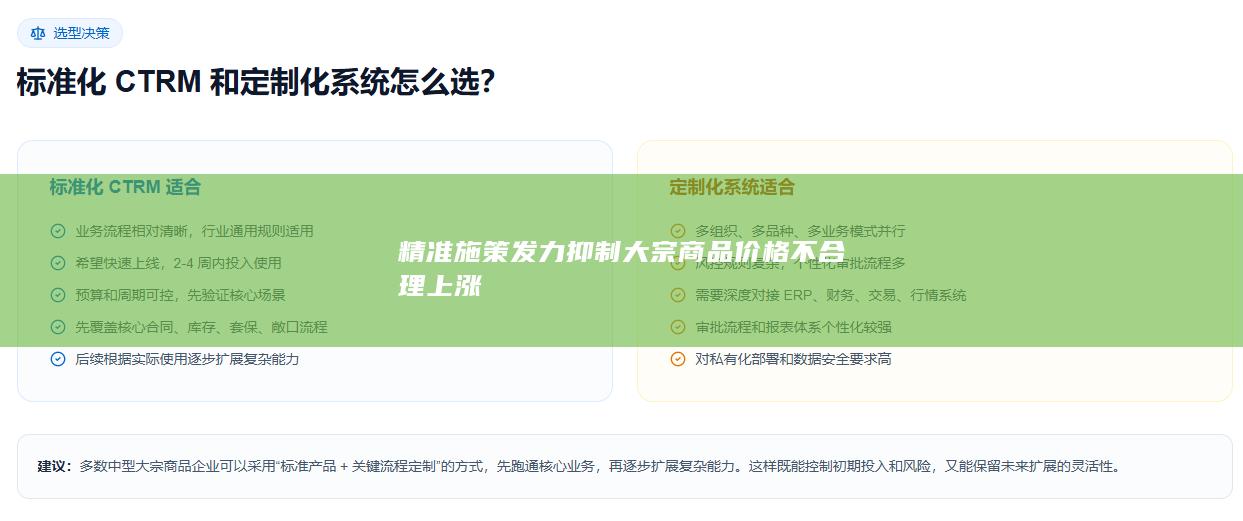 精准施策发力抑制大宗商品价格不合理上涨