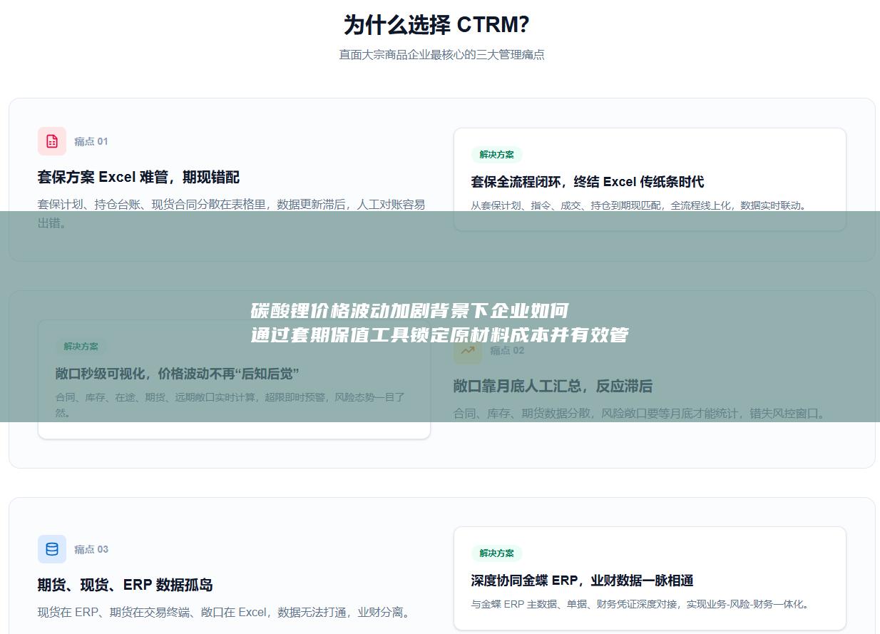 碳酸锂价格波动加剧背景下企业如何通过套期保值工具锁定原材料成本并有效管理市场风险的策略与实践探讨