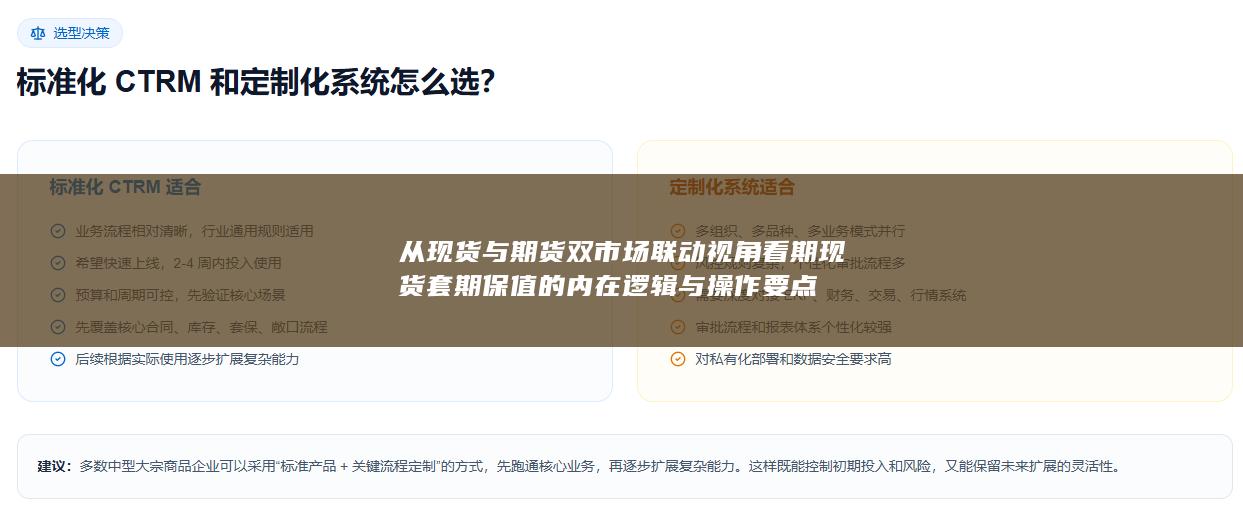从现货与期货双市场联动视角看期现货套期保值的内在逻辑与操作要点